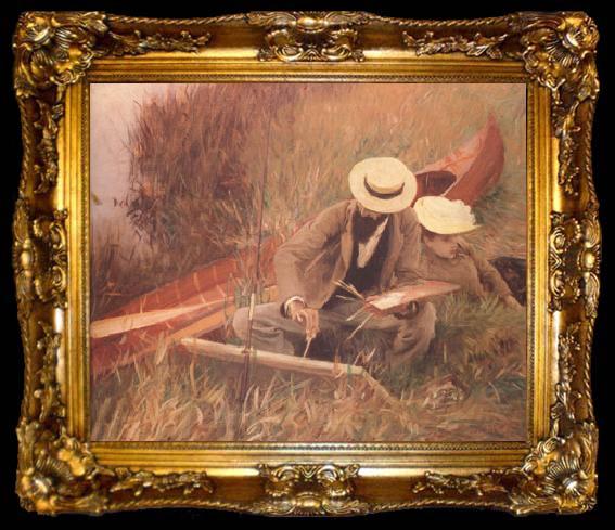 framed  John Singer Sargent Paul Helleu Sketching with his Wife (nn03), ta009-2